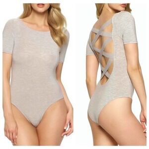 Felina Body Zone Classic Tee Modal Bodysuit with Low Back Heather Gray XL